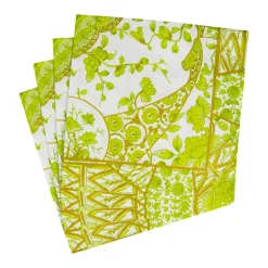 Caspari Paper Luncheon Napkins|Gilded Porcelain Chartreuse Luncheon Napkins - 20 Per Package