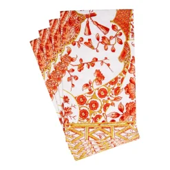 Caspari Paper Guest Towels|Gilded Porcelain Coral Guest Towel Napkins - 15 Per Package