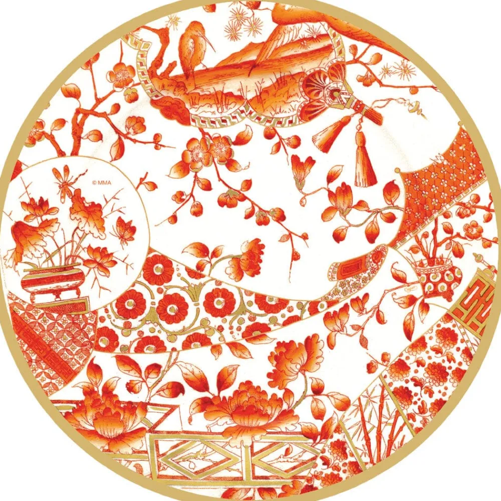 Caspari Christmas Placemats & Coasters|Gilded Porcelain Coral Hardback Placemat - 1 count