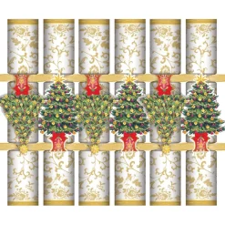 Caspari Christmas Crackers|Celebration Crackers|Gilded Tree Celebration Crackers - 6 Per Box