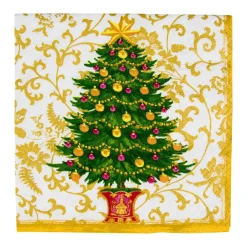 Caspari Christmas Napkins|Paper Cocktail Napkins|Gilded Tree Cocktail Napkins - 20 Per Package
