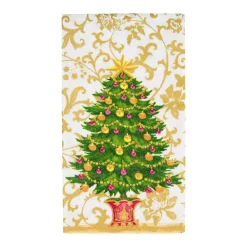 Caspari Christmas Napkins|Paper Guest Towels|Gilded Tree Guest Towel Napkins - 15 Per Package