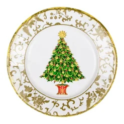 Caspari Christmas Plates|Paper Salad And Dessert Plates|Gilded Tree Paper Salad & Dessert Plates - 8 Per Package