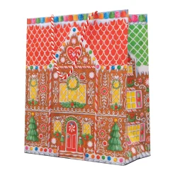 Caspari Christmas Gift & Bottle Bags|Gift & Bottle Bags|Gingerbread House Large Gift Bag 10