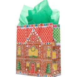 Caspari Christmas Gift & Bottle Bags|Gift & Bottle Bags|Gingerbread House Large Gift Bag 10