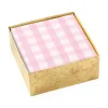 Caspari Boxed Cocktail Napkins|Gingham Boxed Paper Cocktail Napkins in Pink - 40 Per Box