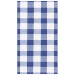 Caspari Paper Guest Towels|Gingham Paper Guest Towel Napkins in Blue - 15 Per Package