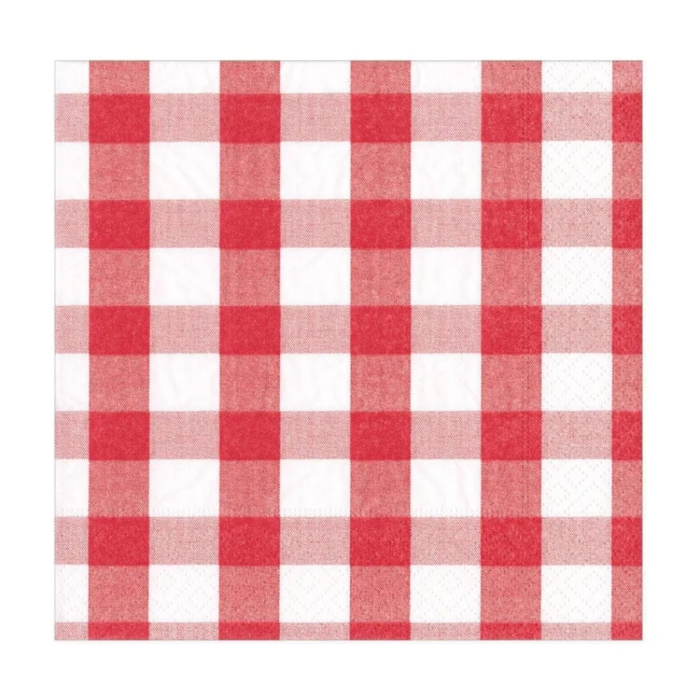 Caspari Memorial Day|Paper Luncheon Napkins|Gingham Paper Luncheon Napkins in Red - 20 Per Package