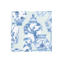 Caspari Boxed Cocktail Napkins|Glazed Porcelain Celadon Paper Linen Boxed Cocktail Napkins - 15 Per Package