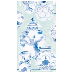 Caspari Paper Guest Towels|Glazed Porcelain Celadon Paper Linen Guest Towel Napkins - 12 Per Package