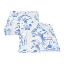 Caspari Paper Luncheon Napkins|Glazed Porcelain Celadon Paper Linen Luncheon Napkins - 15 Per Package