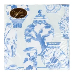 Caspari Paper Luncheon Napkins|Glazed Porcelain Celadon Paper Linen Luncheon Napkins - 15 Per Package