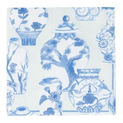 Caspari Paper Luncheon Napkins|Glazed Porcelain Celadon Paper Linen Luncheon Napkins - 15 Per Package