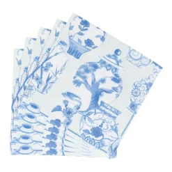 Caspari Paper Luncheon Napkins|Glazed Porcelain Celadon Paper Linen Luncheon Napkins - 15 Per Package