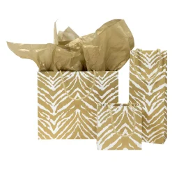 Caspari Christmas Gift & Bottle Bags|Graduation Celebration|Go Wild Gold & White Large Gift Bag - 1 Each
