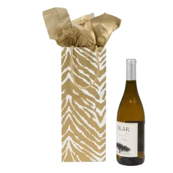 Caspari Christmas Gift & Bottle Bags|Graduation Celebration|Go Wild Gold & White Wine & Bottle Gift Bag - 1 Each