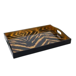 Caspari Lacquerware|Cocktail Party|Go Wild Lacquer Large Rectangle Tray - 21X15