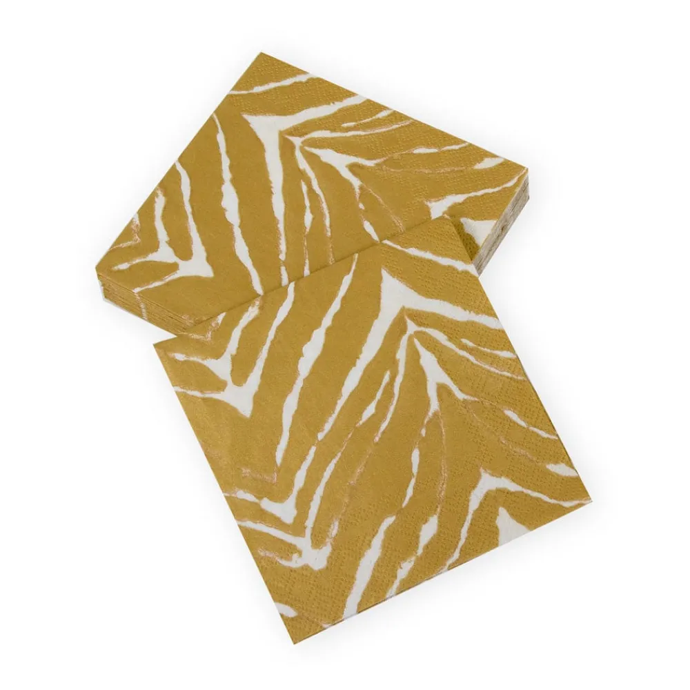 Caspari Cocktail Party|New Year'S|Go Wild White & Gold Cocktail Napkins - 20 Per Package