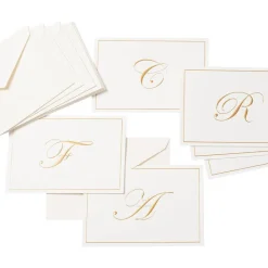 Caspari Bridal Shower|Mother'S Day|Gold Embossed Single Initial Boxed Note Cards - 8 Note Cards & 8 Envelopes
