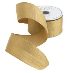 Caspari Christmas Ribbons & Bows|Ribbons & Bows|Gold Metallic Grosgrain Unwired Ribbon - 6 Yard Spool