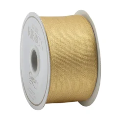 Caspari Christmas Ribbons & Bows|Ribbons & Bows|Gold Metallic Grosgrain Unwired Ribbon - 6 Yard Spool
