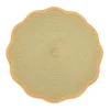 Deborah Rhodes Placemats|Paper Placemats|Gold 2-Tone Luxe Border Round Scallop in Moss - 1 Each