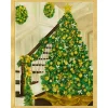 Personalization by Caspari Personalized Holiday Cards|Personalized Christmas Cards|Golden Christmas Tree & Staircase Personalized Christmas Cards
