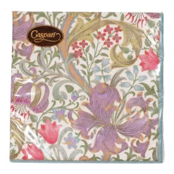 Caspari Paper Cocktail Napkins|Golden Lily-Ivory Cocktail Napkins - 20 Per Package