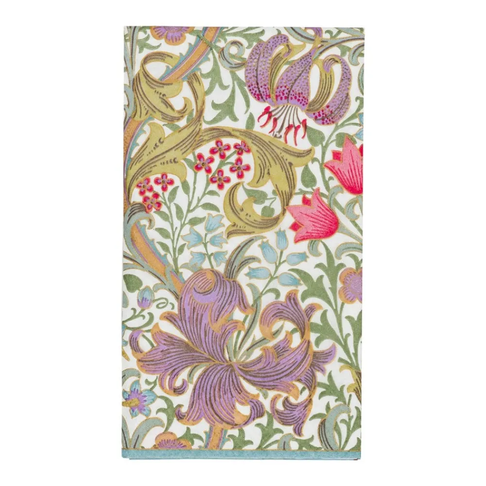 Caspari Christmas Napkins|Paper Guest Towels|Golden Lily-Ivory Guest Towel Napkins - 15 Per Package