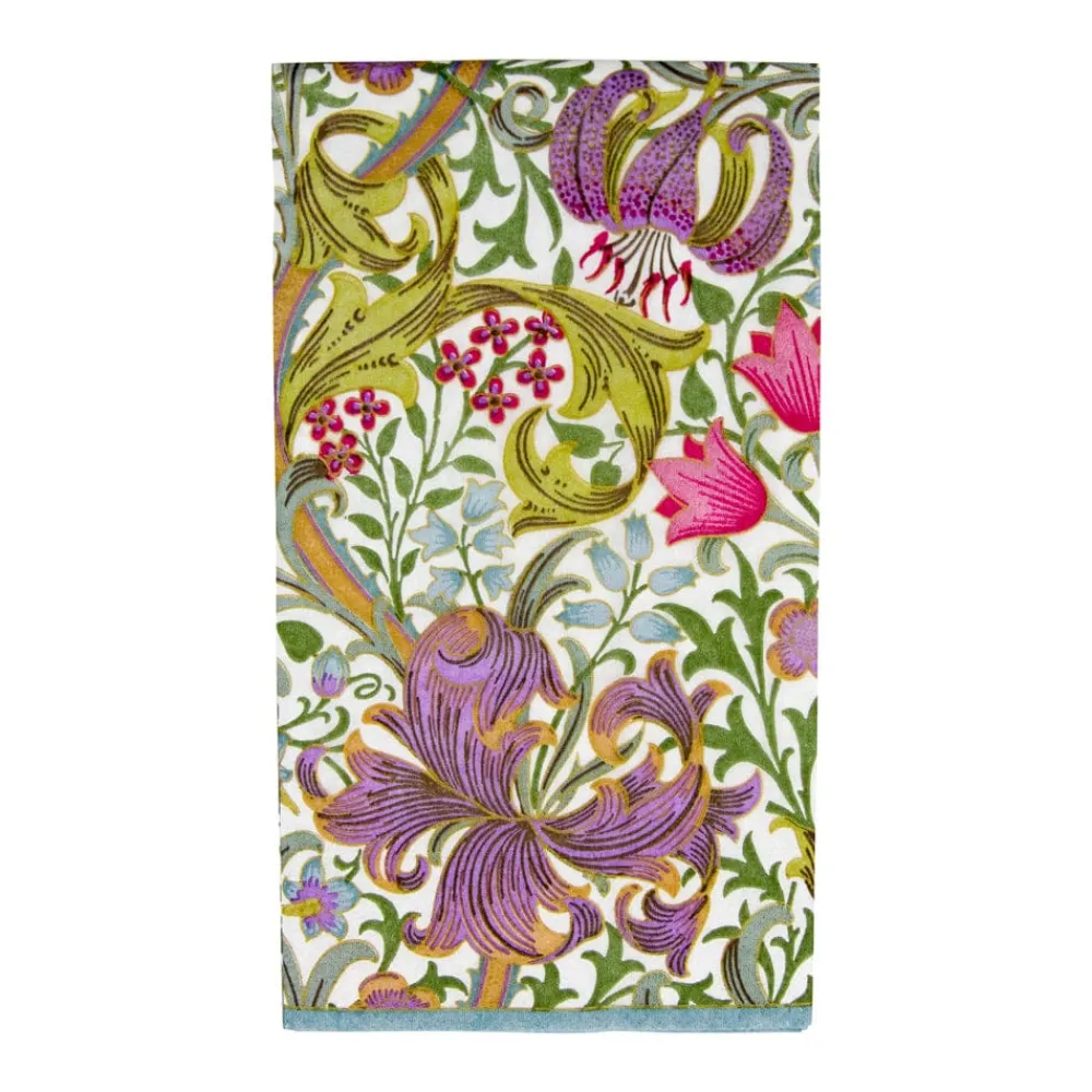 Caspari Christmas Napkins|Paper Guest Towels|Golden Lily-Ivory Guest Towel Napkins - 15 Per Package