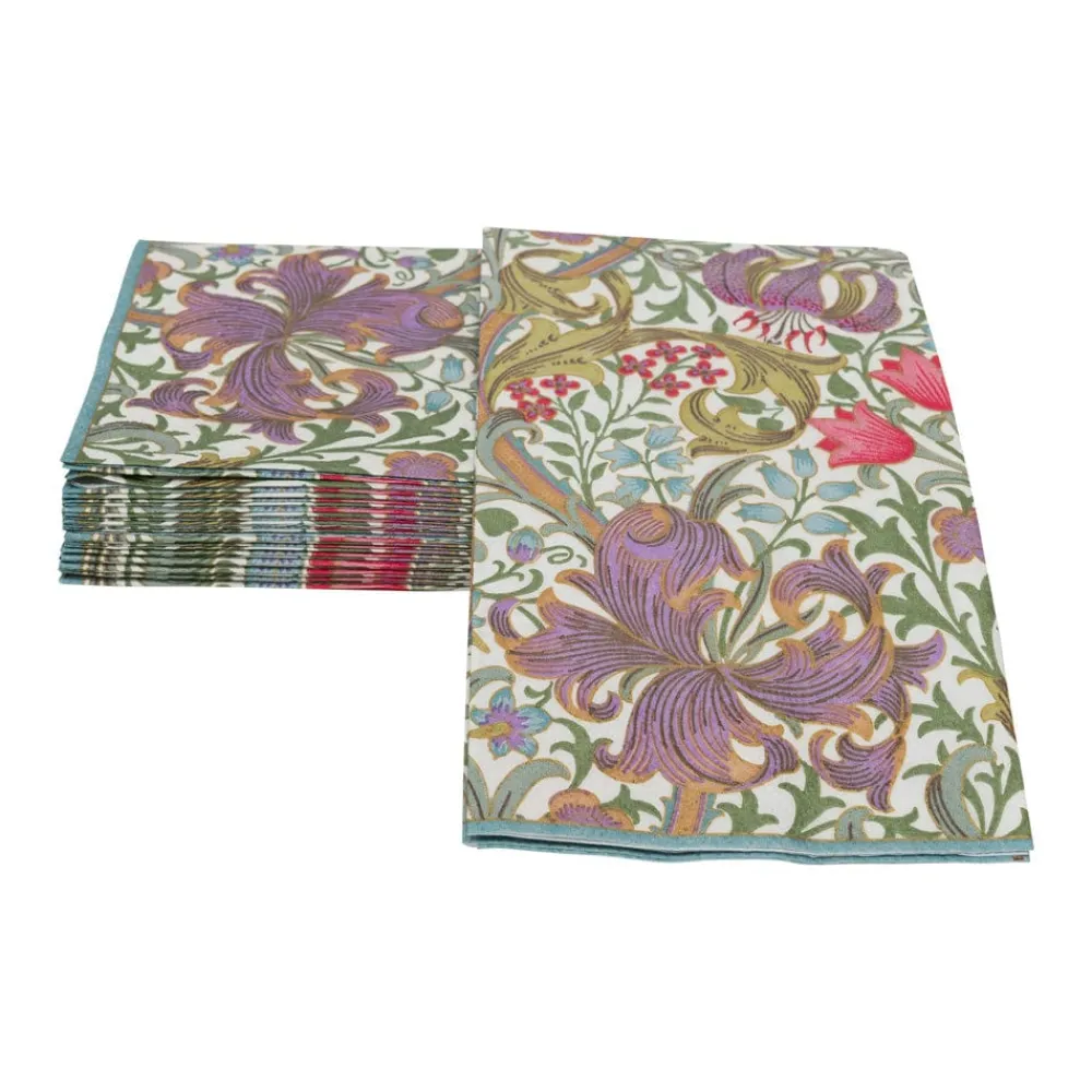 Caspari Christmas Napkins|Paper Guest Towels|Golden Lily-Ivory Guest Towel Napkins - 15 Per Package