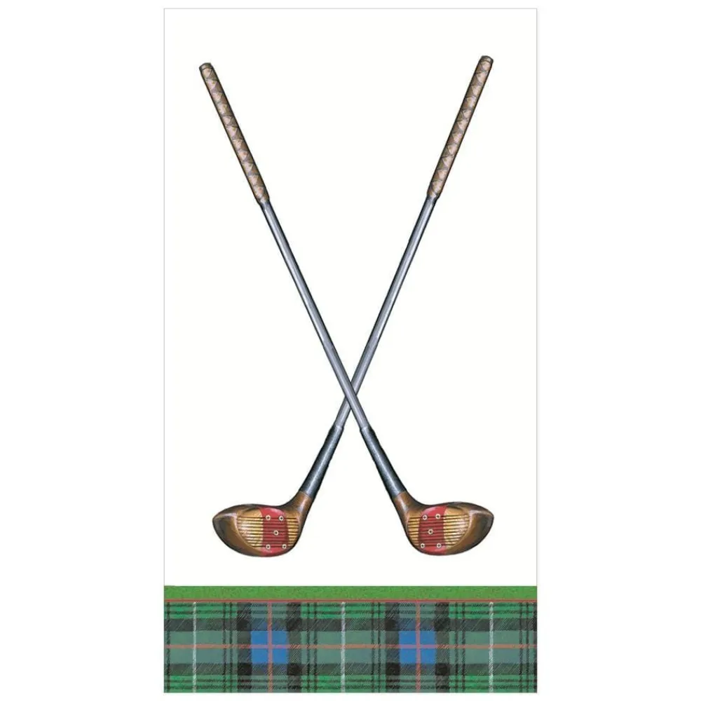 Caspari Paper Guest Towels|Golfing Paper Guest Towel Napkins - 15 Per Package