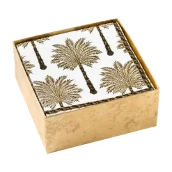 Caspari Boxed Cocktail Napkins|Grand Palms Boxed Paper Cocktail Napkins in Black - 40 Per Box