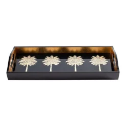 Caspari Lacquerware|New Year'S|Grand Palms Lacquer Bar Tray in Black - 1 Each