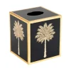 Caspari Lacquerware|Lacquer Trays And Accessories|Grand Palms Lacquer Tissue Box Cover in Black - 1 Each