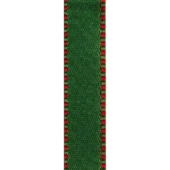 Caspari Christmas Ribbons & Bows|Ribbons & Bows|Green & Red Reversible Satin Unwired Ribbon - 9 Yard Spool