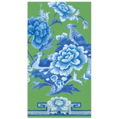 Caspari Paper Guest Towels|Green And Blue Plate Guest Towel Napkins - 15 Per Package