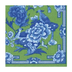 Caspari Paper Luncheon Napkins|Green And Blue Plate Luncheon Napkins - 20 Per Package