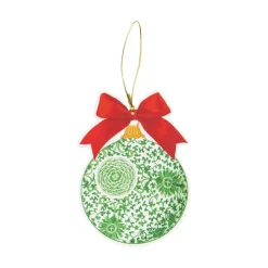 Caspari Christmas Gift Tags & Labels|Green Ceramic Ornament Ornament Tags - includes 4 Tags