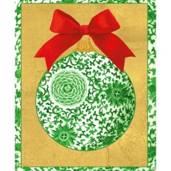 Caspari Christmas And Holiday Cards|Boxed Holiday Cards|Green Ceramic Ornament Petite Boxed Christmas Cards - includes 15 cards & envelopes