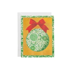 Caspari Christmas And Holiday Cards|Boxed Holiday Cards|Green Ceramic Ornament Petite Boxed Christmas Cards - includes 15 cards & envelopes