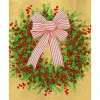 Caspari Christmas And Holiday Cards|Boxed Holiday Cards|Greenery And Berry Wreath With Bow Petite Boxed Christmas Cards - includes 15 cards & envelopes