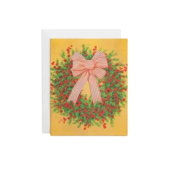 Caspari Christmas And Holiday Cards|Boxed Holiday Cards|Greenery And Berry Wreath With Bow Petite Boxed Christmas Cards - includes 15 cards & envelopes