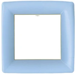 Caspari Engagement Party|Bridal Shower|Grosgrain Square Paper Dinner Plates in Light Blue - 8 Per Package