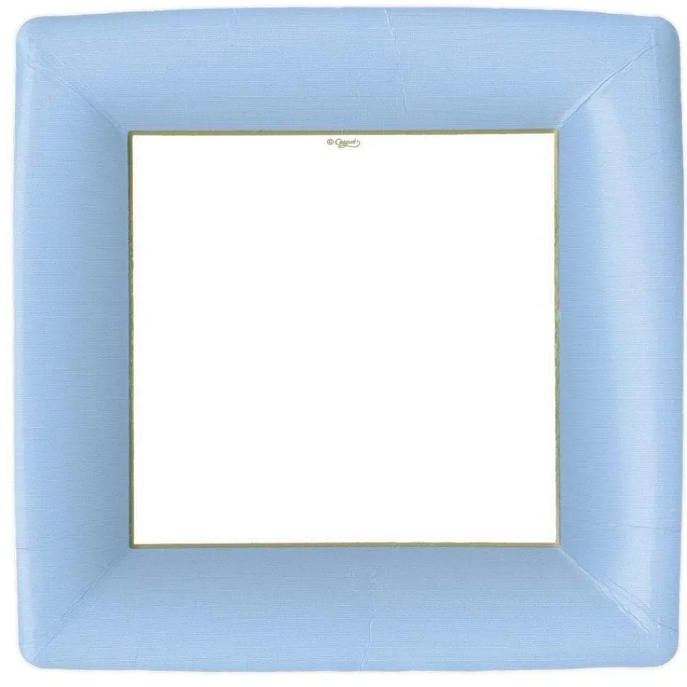 Caspari Engagement Party|Bridal Shower|Grosgrain Square Paper Dinner Plates in Light Blue - 8 Per Package
