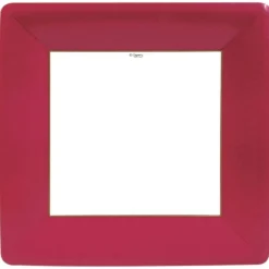 Caspari Christmas Plates|Tailgates|Grosgrain Square Paper Dinner Plates in Red - 8 Per Package