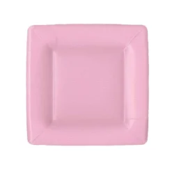 Caspari Bridal Shower|Birthday|Grosgrain Square Paper Salad & Dessert Plates in Light Pink - 8 Per Package