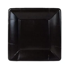 Caspari Cocktail Party|Graduation Celebration|Grosgrain Square Paper Salad & Dessert Plates in Black - 8 Per Package
