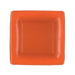 Caspari Tailgates|Graduation Celebration|Grosgrain Square Paper Salad & Dessert Plates in Deep Orange - 8 Per Package