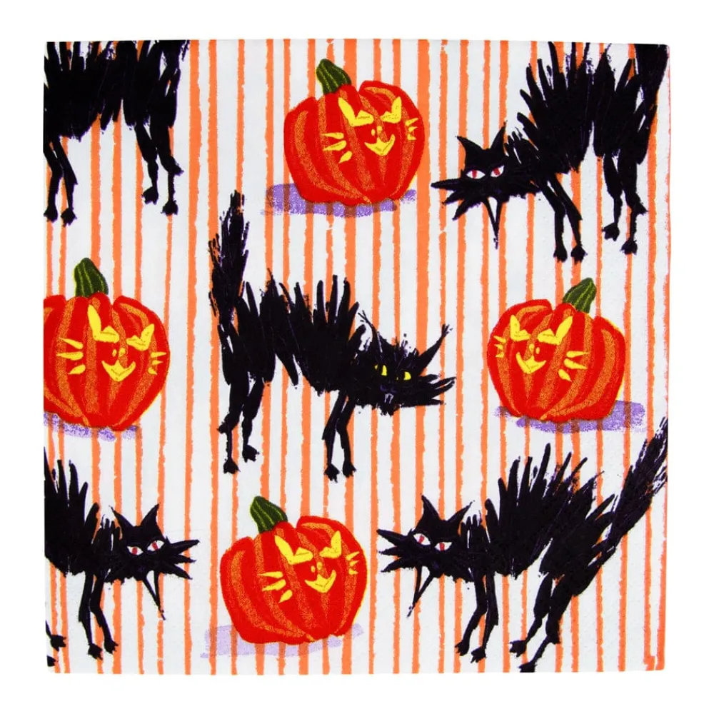 Caspari Halloween|Paper Luncheon Napkins|Halloween Cats Luncheon Napkins - 20 Per Package
